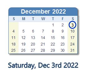 December 3, 2022 (Saturday) .